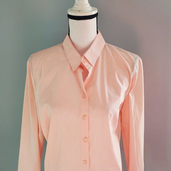 New York & Company Stretch Pink Button Down Shirt L - Picture 3 of 9